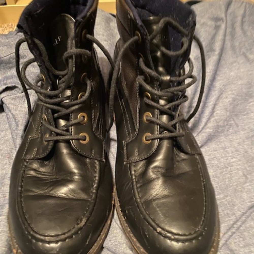 Tommy Hilfiger Black and Brown Ankle high leather boots size 10.5